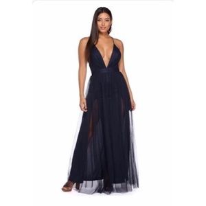 Windsor Navy Tulle Dress